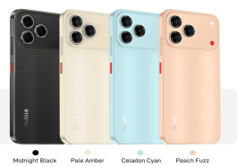 Nubia V80 Design ditawarkan dalam empat varian warna, meliputi Midnight Black, Pale Amber, Celadon Cyan, dan Peach Fuzz.