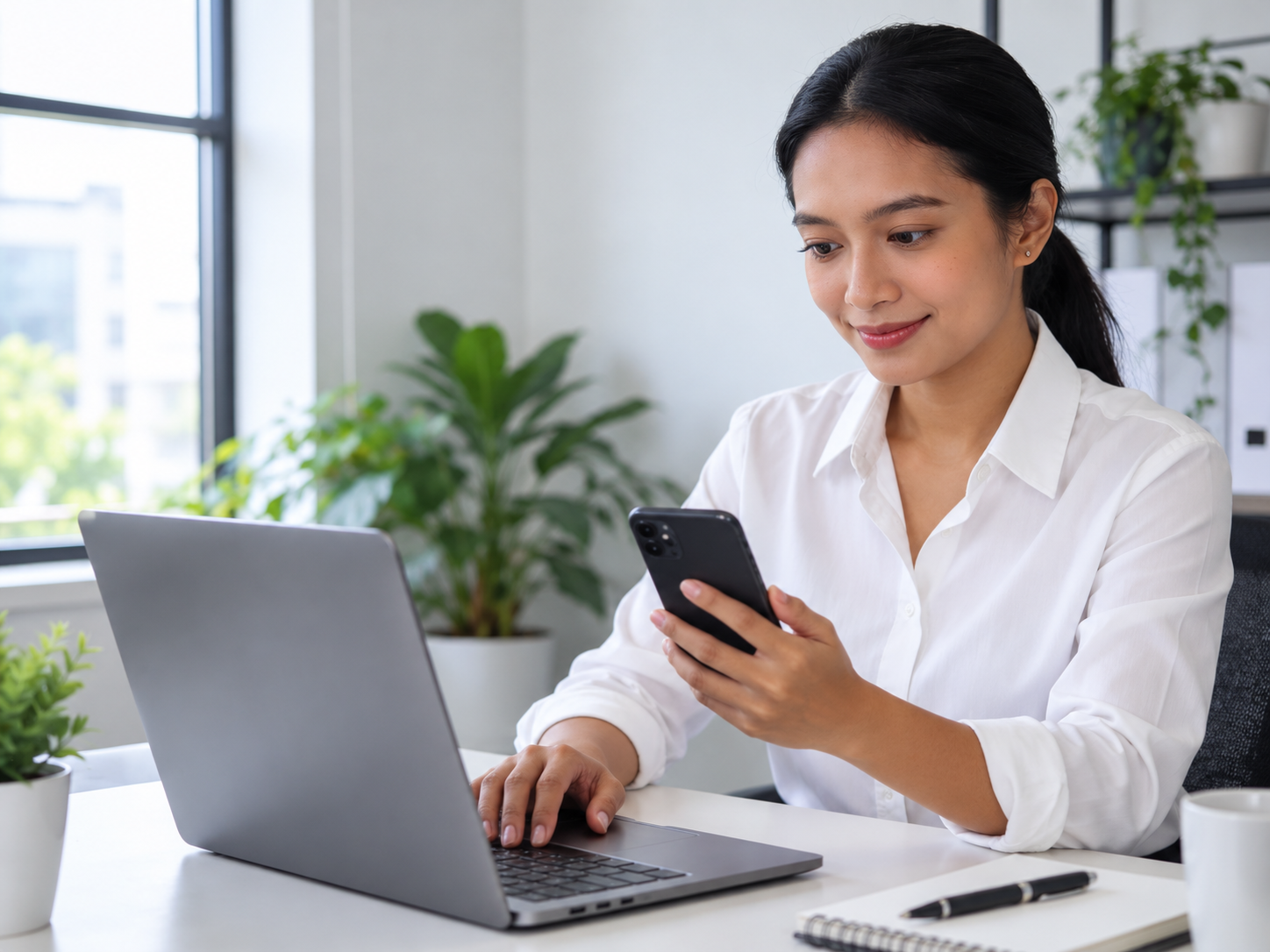 Profesional menerapkan tutorial tools produktivitas digital di meja kerja modern.